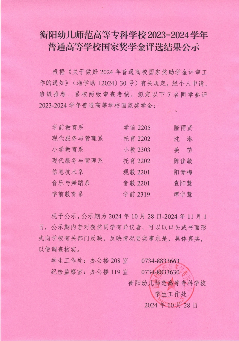 2023-2024学年普通高等学校国家奖学金评选结果公示——衡阳幼儿师范高等专科学校.jpeg